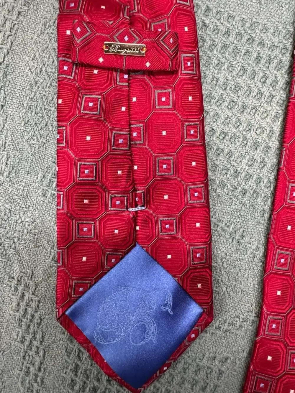 Bugatti Men's Red Geometric Silk Necktie